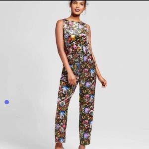 Women's Ornament Velvet Jumpsuit - XL